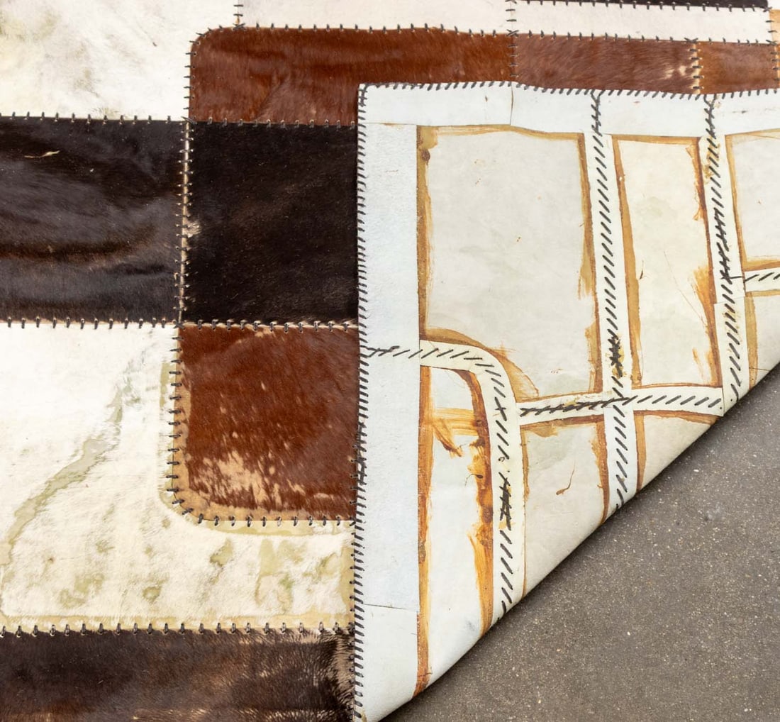 Cowhide Patchwork Carpet, 9' 8" x 6' 9" - 7