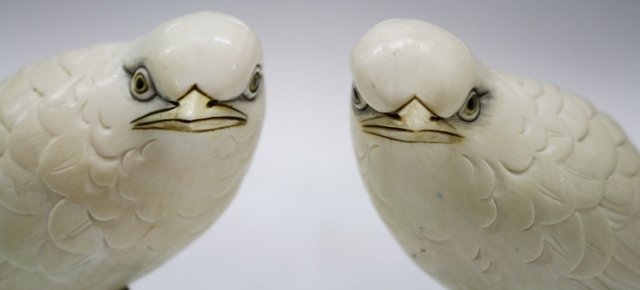 Pair of Chinese Ivory or Bone Quails - 2