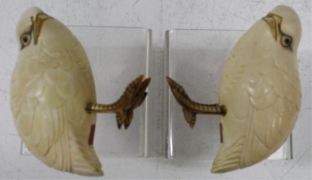 Pair of Chinese Ivory or Bone Quails - 7