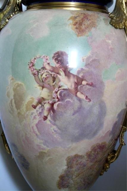 French Palace Size Bronze & Porcelain Sevres Urn - 8
