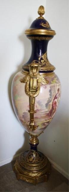 French Palace Size Bronze & Porcelain Sevres Urn - 9