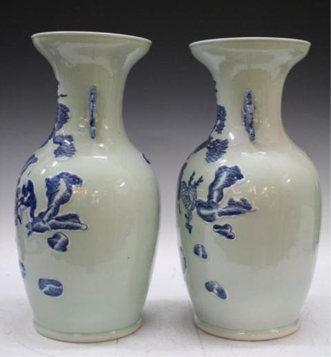 Chinese Pair of Large Handled Porcelain Vases - 5