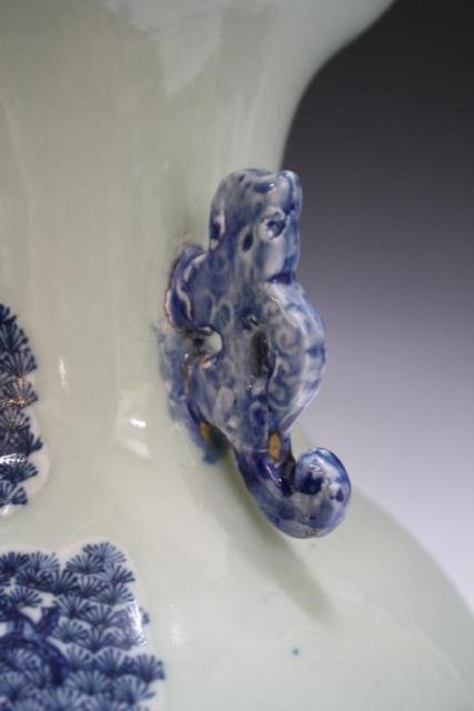 Chinese Pair of Large Handled Porcelain Vases - 8