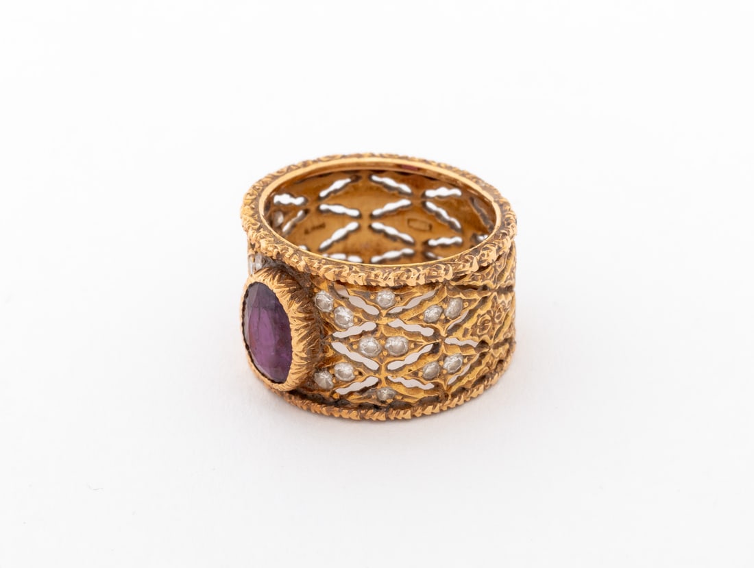 Mario Buccellati 18K Gold Ruby and Diamond Ring - 5