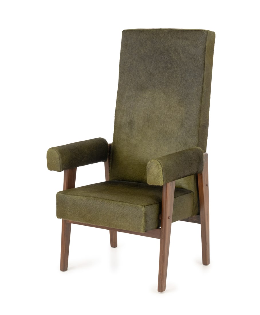 Le Corbusier & Pierre Jeanneret Teak Armchair: Le Corbusier (Charles-Edouard Jeanneret, Swiss/French, 1887-1965) and Pierre Jeanneret (Swiss, 1896-1967) Teak Arm Chair, circa 1955, Judge's Chair designed for the High Court and Legislative