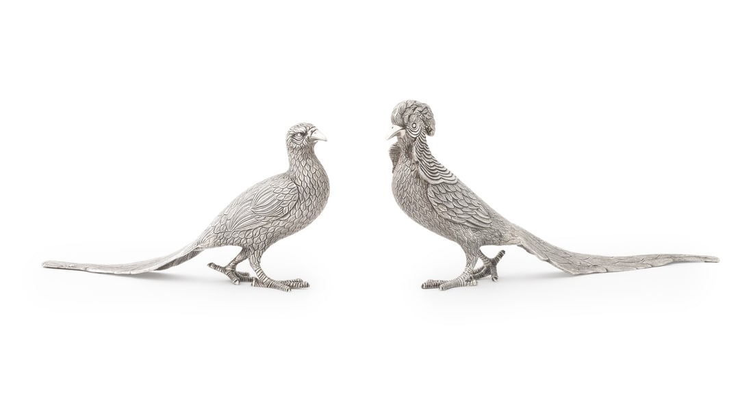 Mexican Sterling Silver Pheasants, Pair (1 of 11)