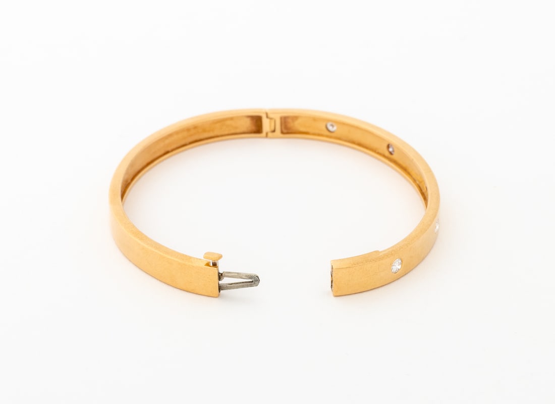 Cartier 18K Yellow Gold Diamond Hinged Bangle - 3