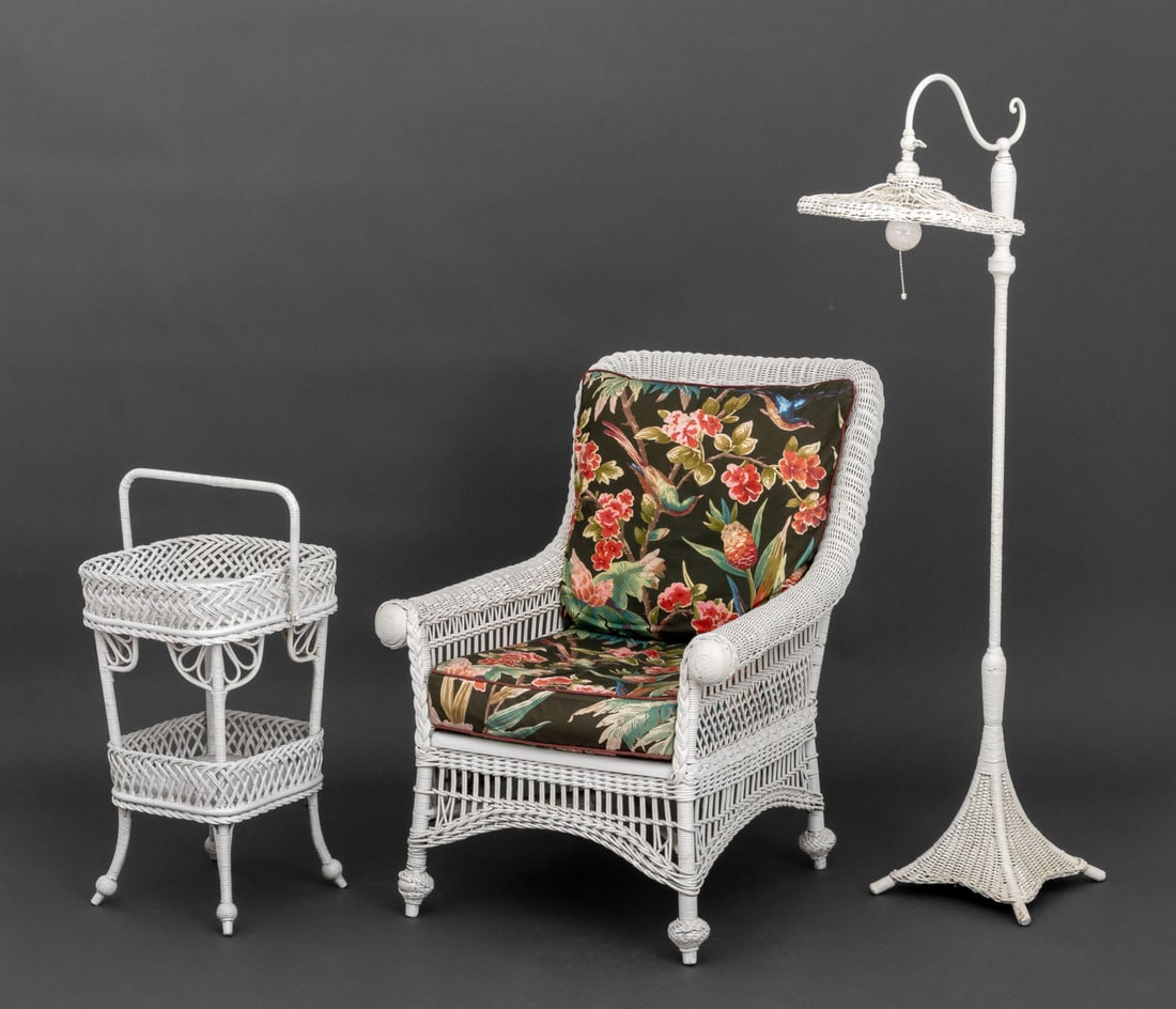 Vintage White Wicker Furniture, 3 Pcs. (1 of 13)