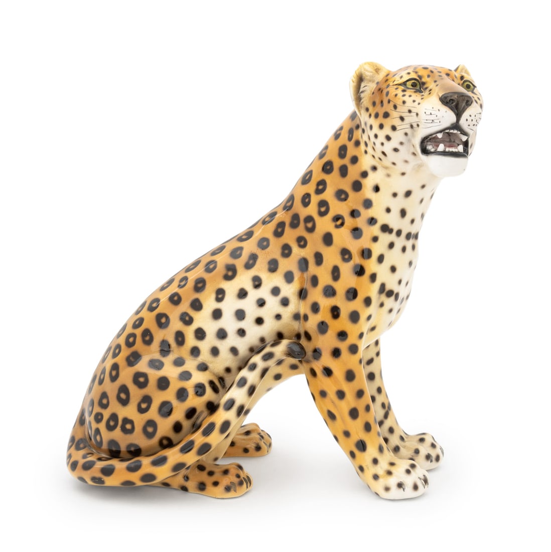 Italian Polychromed Ceramic Leopard Sculpture (1 of 11)