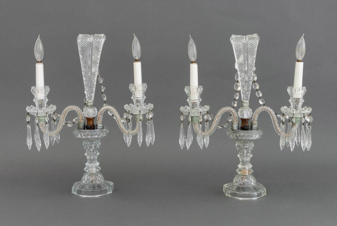 Victorian Style Cut Crystal Candelabra, Pair (1 of 12)