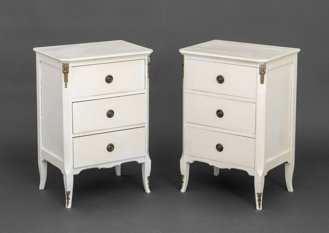 Louis XVI Style White Chests of Drawers, Pair (1 of 6)