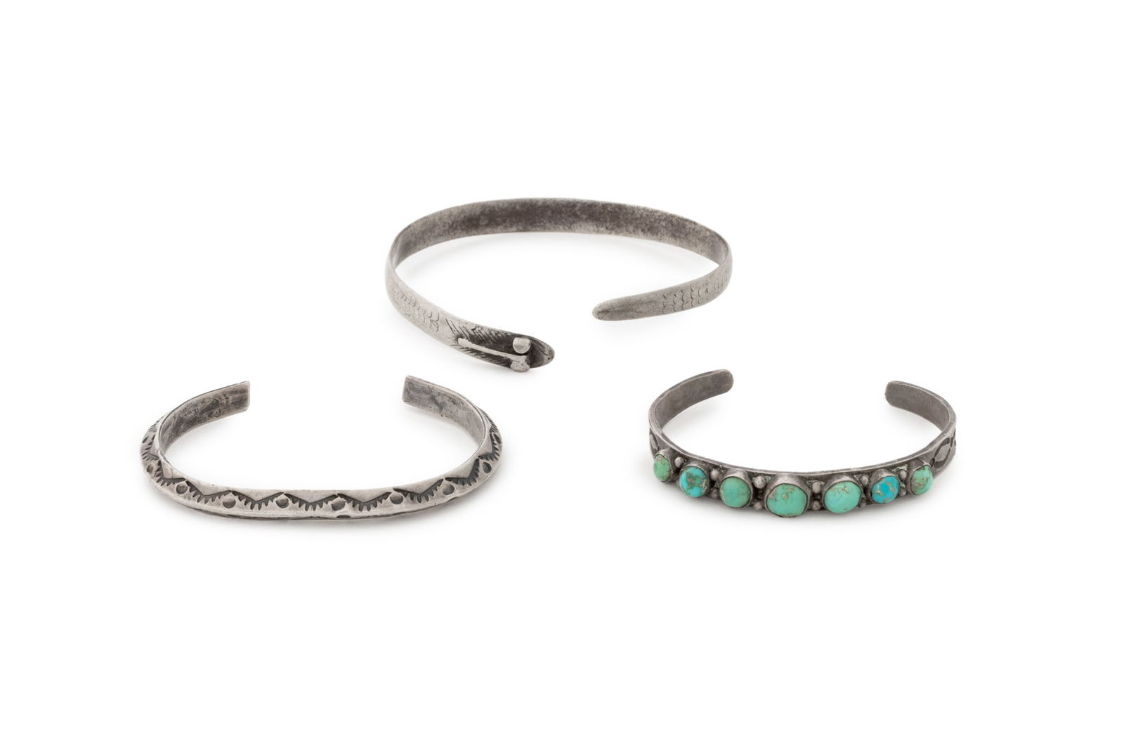 Navajo Dine & Mexican Silver Cuff Bangles, 3 (1 of 10)