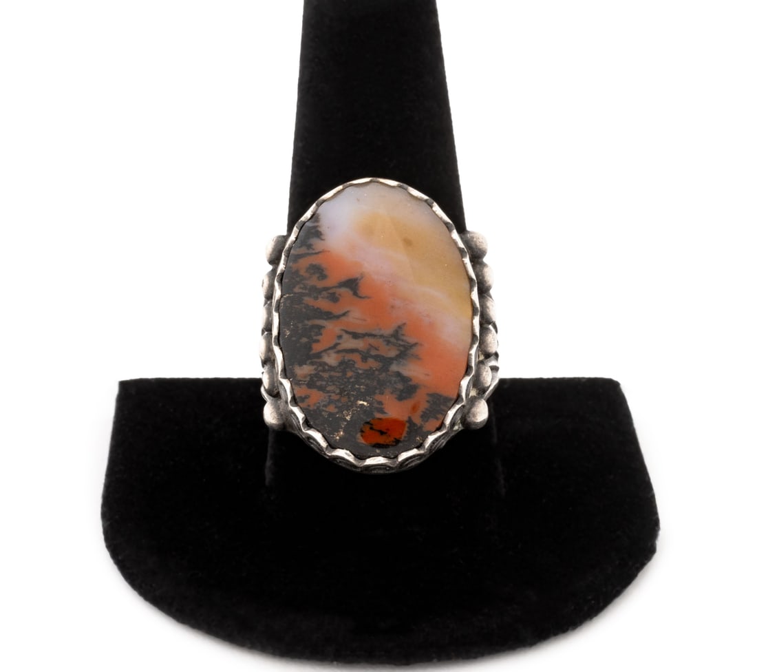 Navajo Dine Sterling Silver Agate Ring (1 of 7)