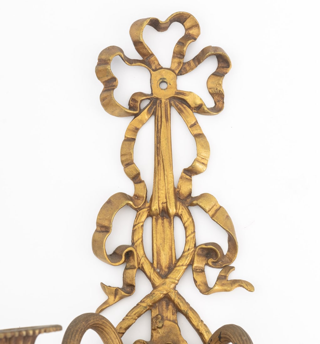 Louis XVI Style Gilt Metal Ribbon Appliques, Pair - 2