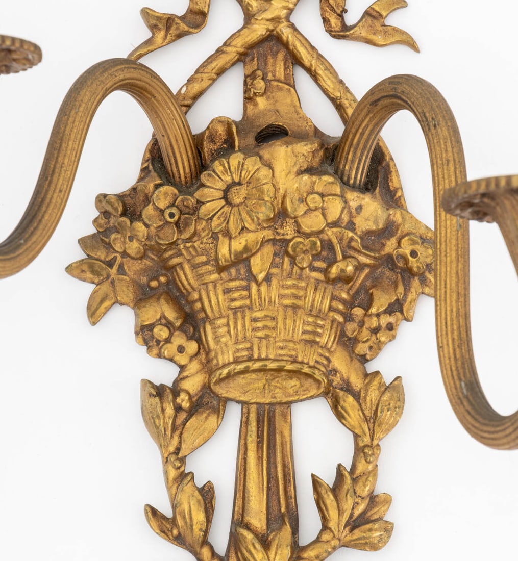 Louis XVI Style Gilt Metal Ribbon Appliques, Pair - 3