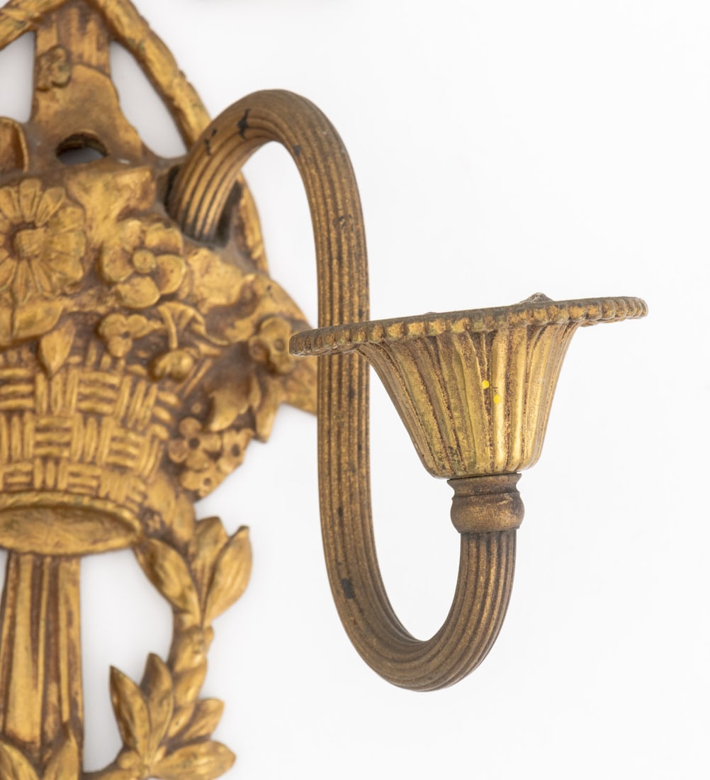Louis XVI Style Gilt Metal Ribbon Appliques, Pair - 4