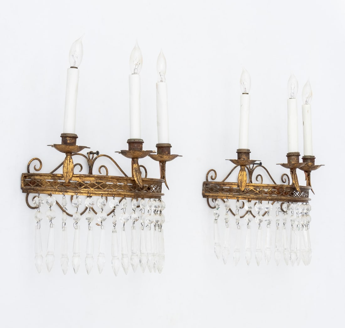 French Empire Style Gilt Wrought Iron Sconces, 2 - 6