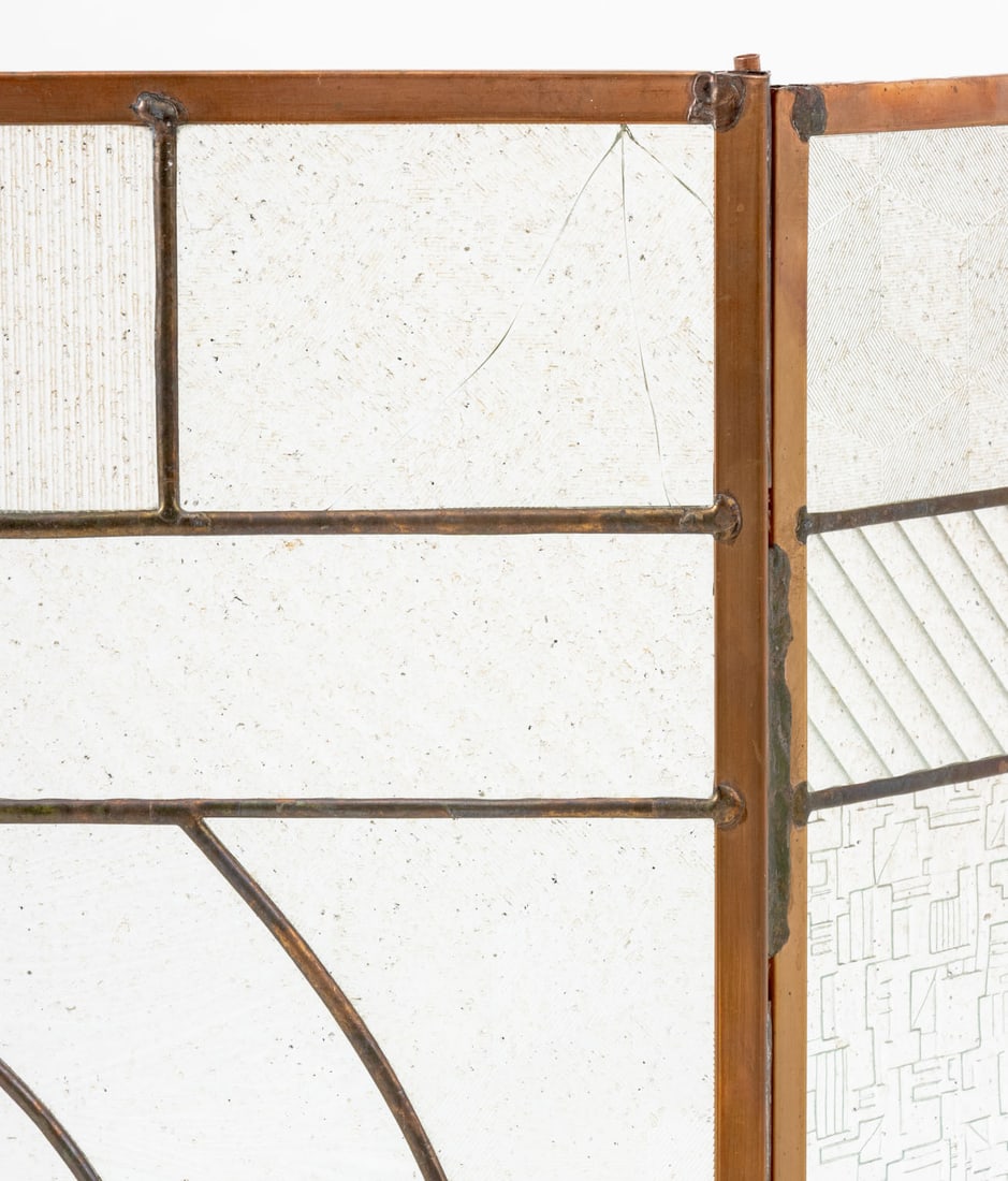 Art Deco Style Glass and Copper Firescreen - 3