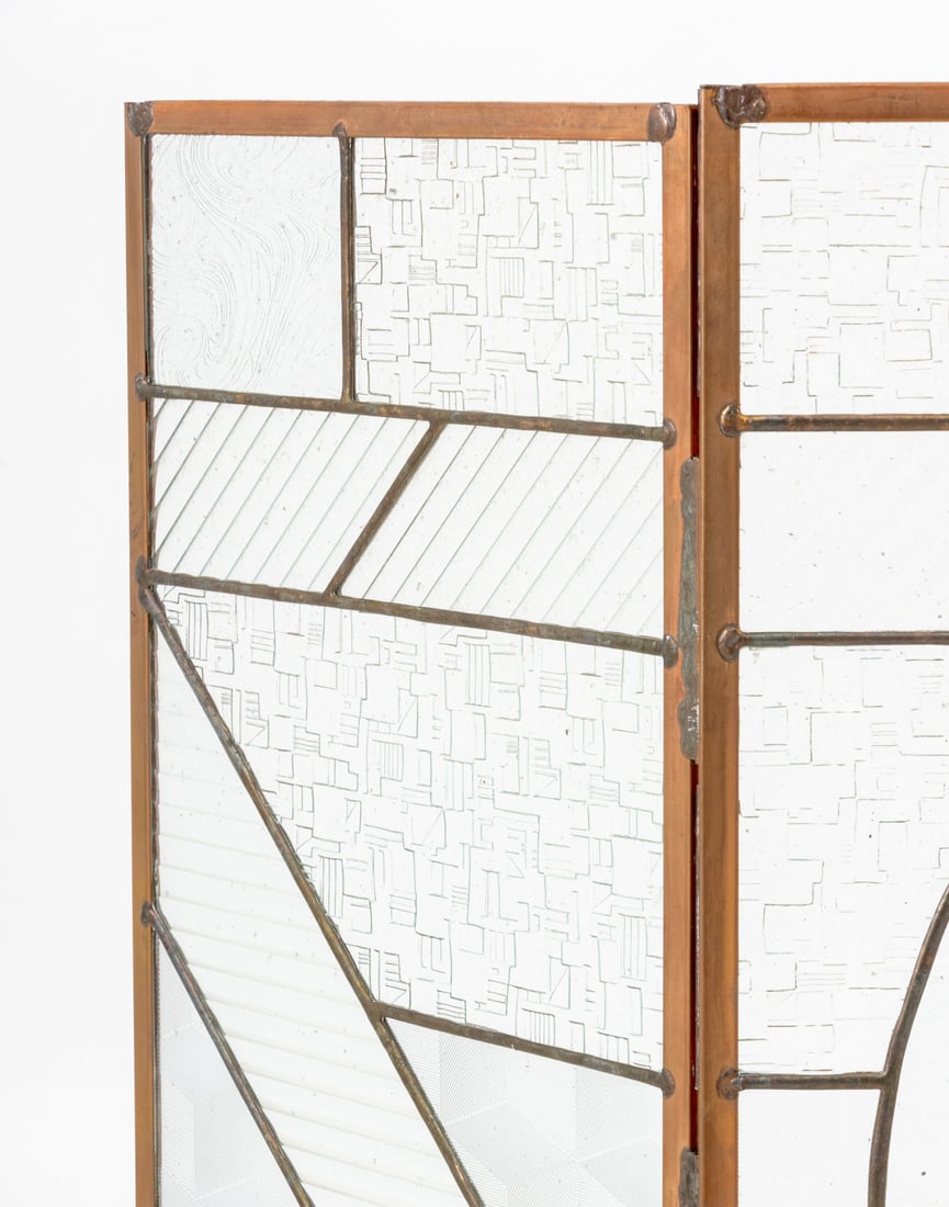 Art Deco Style Glass and Copper Firescreen - 4