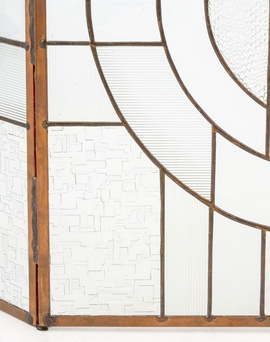 Art Deco Style Glass and Copper Firescreen - 5