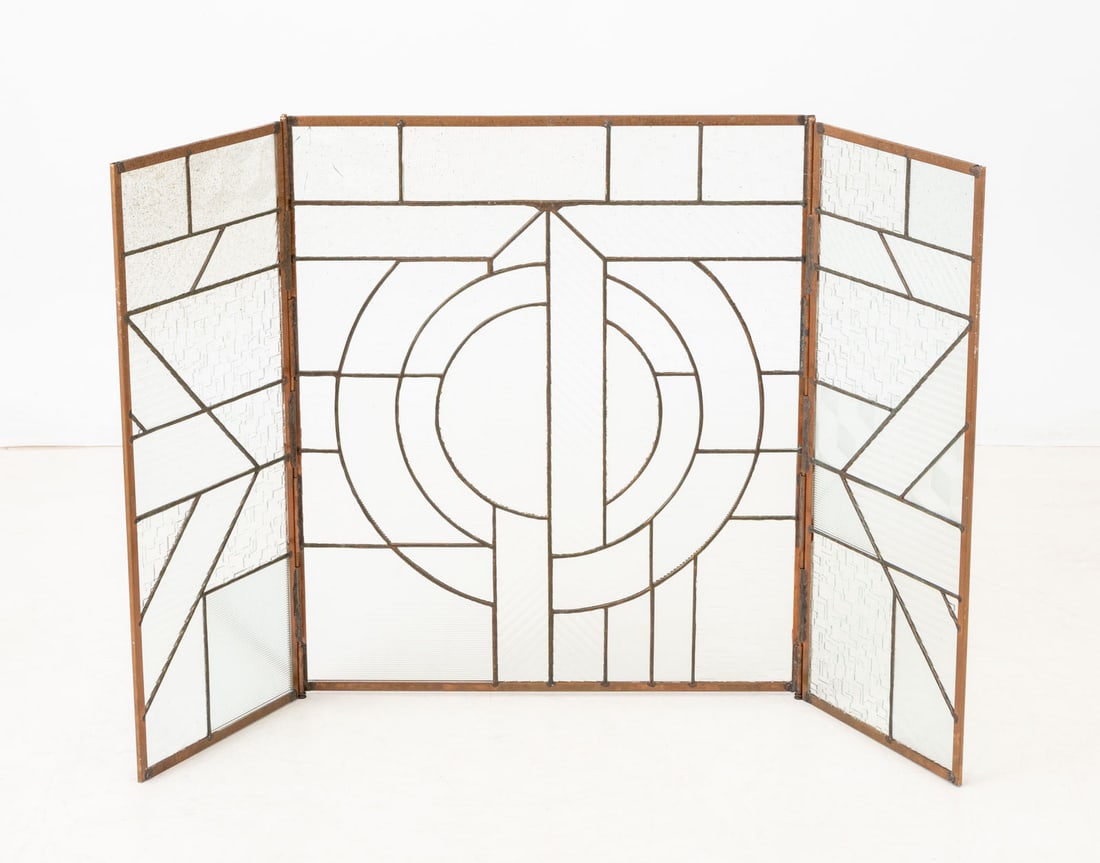 Art Deco Style Glass and Copper Firescreen - 7