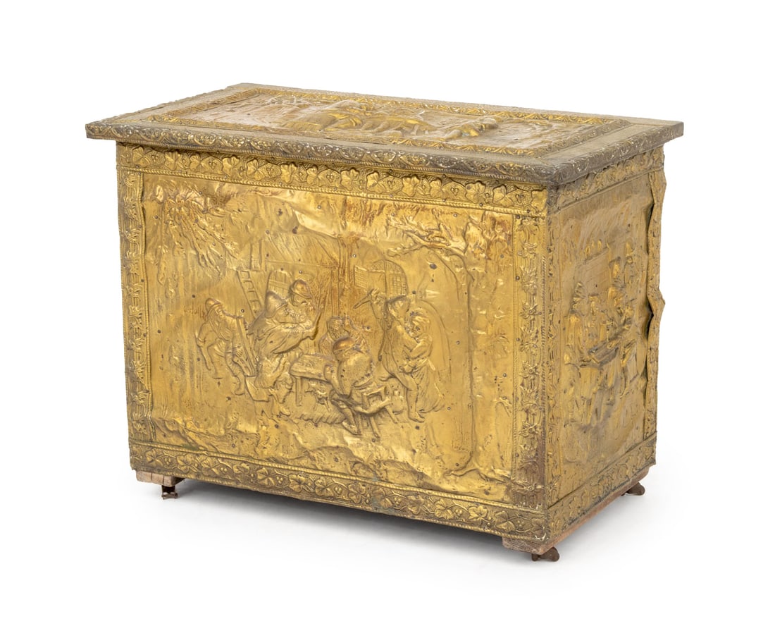 Victorian Repousse Brass Covered Chest (1 of 9)