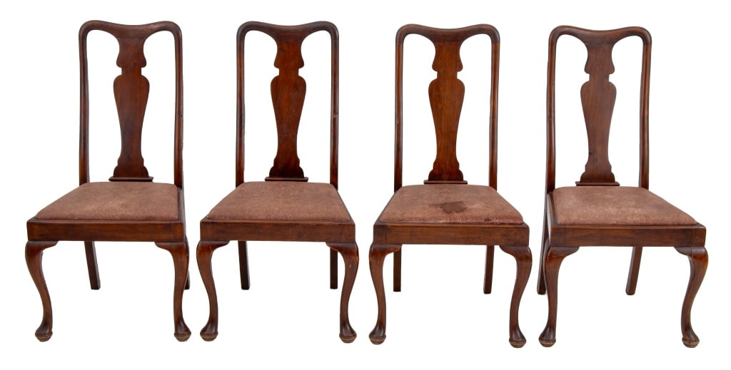 Queen Anne Style Walnut Dining Chairs, 4 (1 of 5)