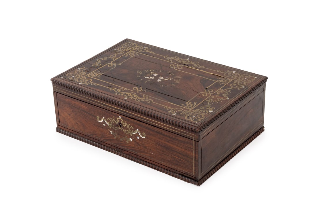 French Mother-of-Pearl Inlaid Rosewood Box (1 of 10)