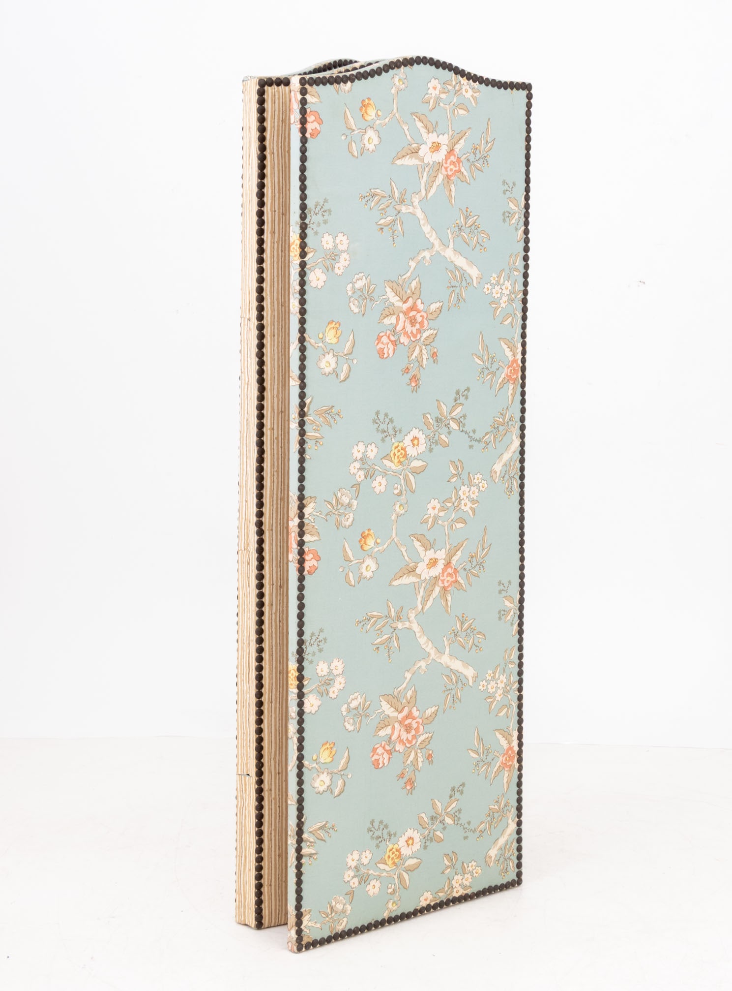 Floral Print Upholstered Three-Panel Floor Screen - 10