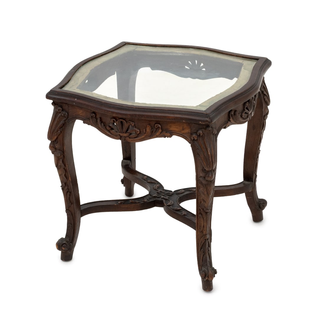 Louis XV Style Glass Top Side Table, ca. 1900 (1 of 7)