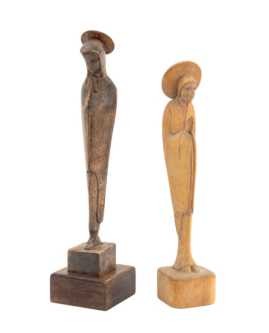 Folk Art Carved Wood Praying Santos Figurines, 2 (1 of 12)