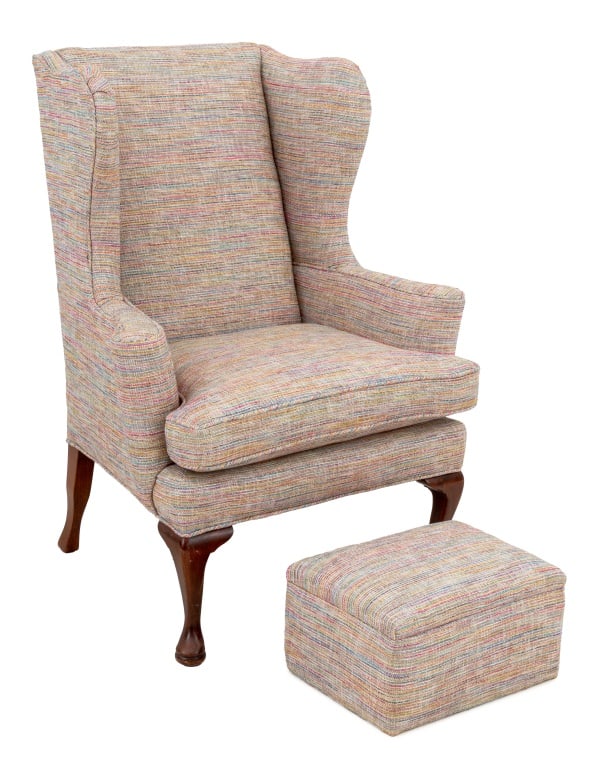 Modern Wingback Armchair and Ottoman (1 of 6)