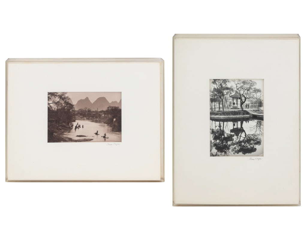 Anne Sager Southeast Asia Landscape Photographs, 2: Anne Sager (American, 1930-2024), Two Southeast Asian Landscape Scenes, Black and White Photographs, signed lower right, clear frame. Image: 5.75" H x 4" W; frame: 12.25" H x 5.25" W x 1.25" D.