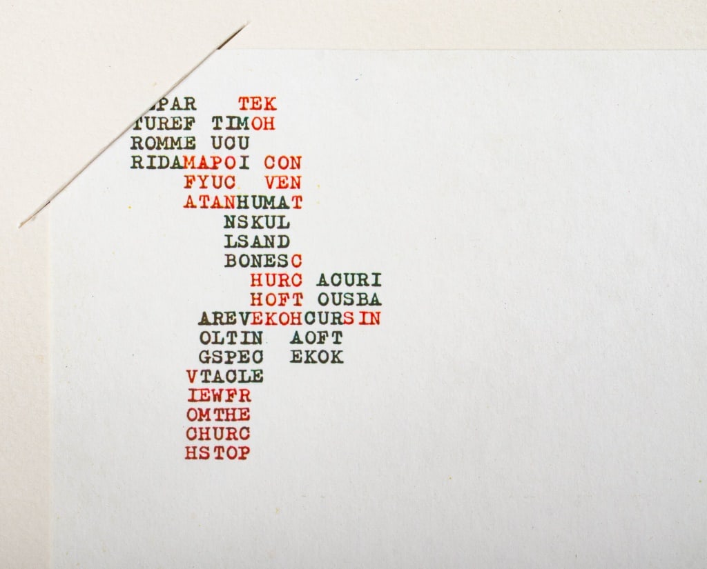 Carl Andre "Yucatan" Xerox Poem Page, 1973: Carl Andre (American, 1935-2024), "Yucatan", Xerox Poem Page, 1973, numbered edition "61/75", dated in pencil to bottom edge, numbered "5" verso, from "A Portfolio of Prints to Commemorate the