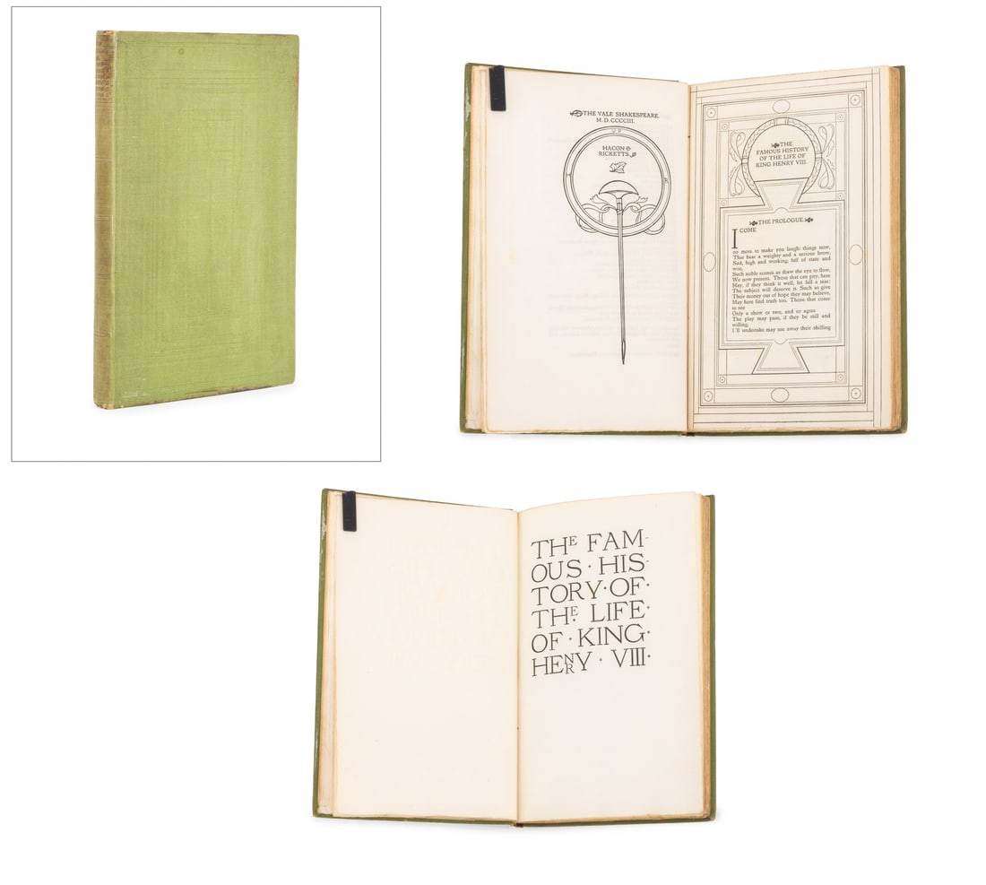 Shakespeare "The Famous History of the ...": Shakespeare, William, illus.: Ricketts, Charles, "The Famous History of the Life of King Henry VIII", London: Hacon and Ricketts, 1903, part of the Vale Shakespeare Collection, uncut pages. 9.25" L x