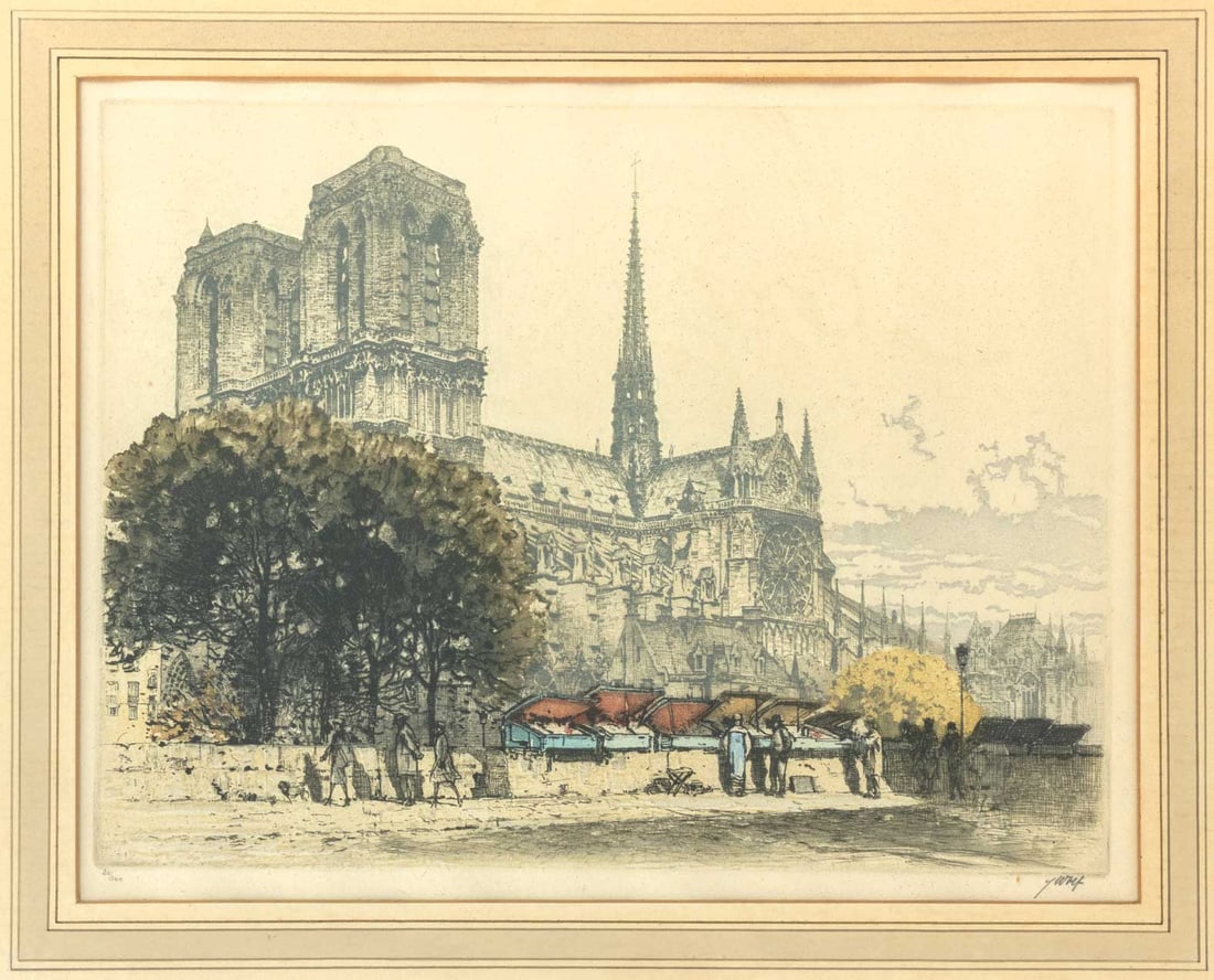 Franz Xaver Wolf "Paris Notre Dame III" Etching - 2