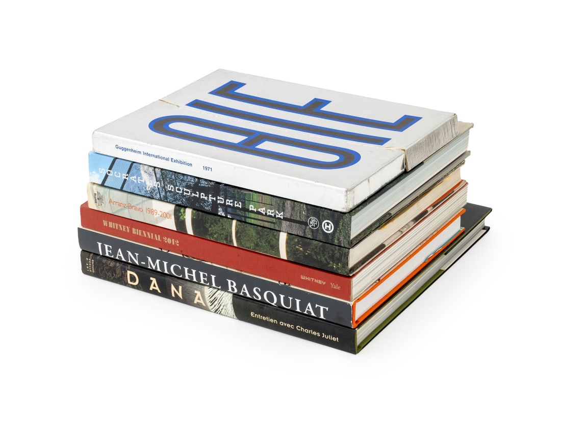 Signed, Etc. Books on Art and Artists, 6: Collection of 6 Books on Art and Artists, comprising: "Hey, Hey, Hey!", Basquiat, Jean-Michel, "Arranz-Bravo 1989-2001", signed on title page by artist, "Guggenheim International 1971", "Socrates