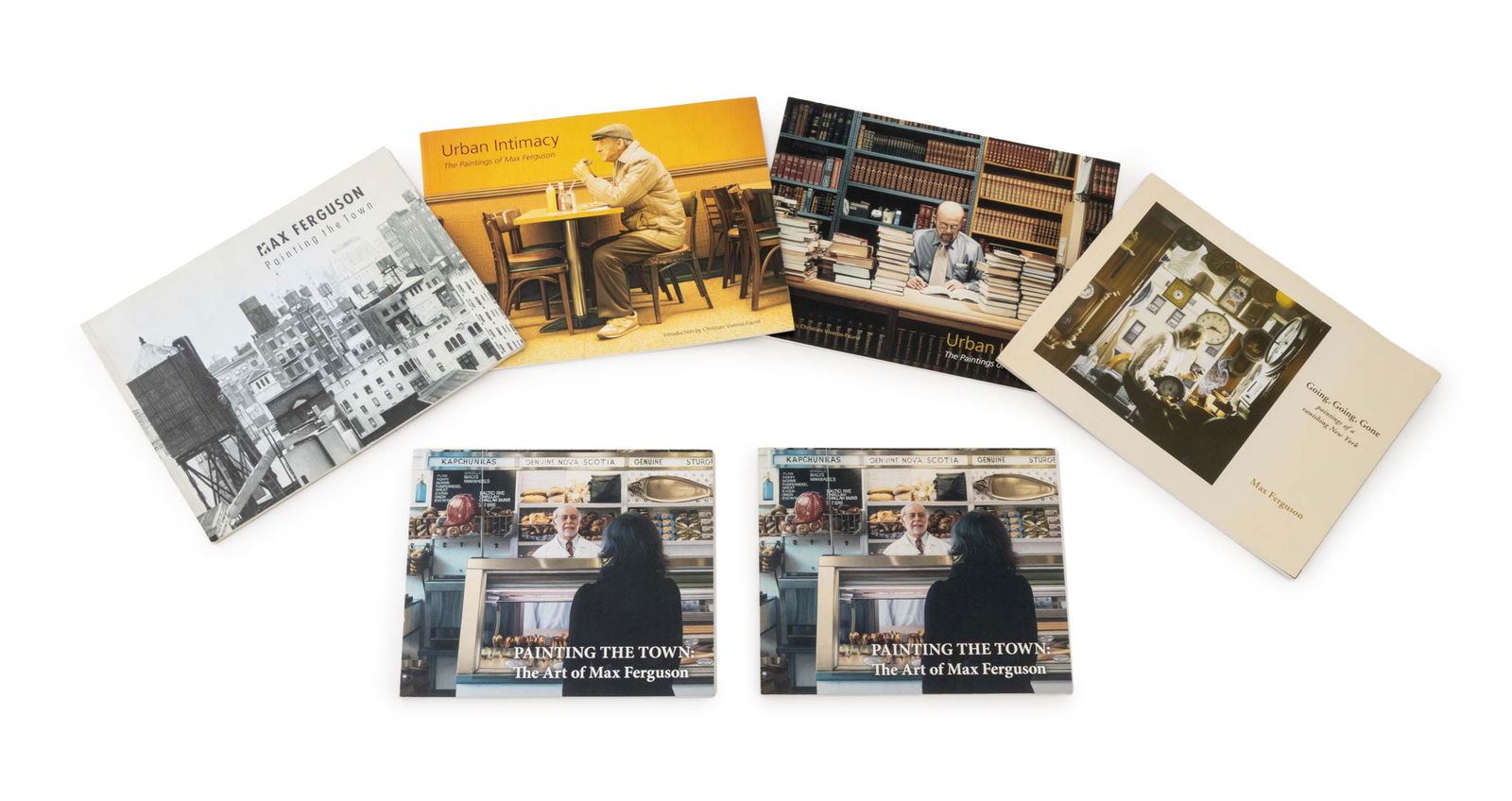 Max Ferguson Signed Exhibition Catalogs, 6: Collection of Six Signed Max Ferguson Exhibition Catalogs, comprising: two copies of "Painting the Town: the Art of Max Ferguson", signed by artist on title page, two copies of "Urban Intimacy: the Pa