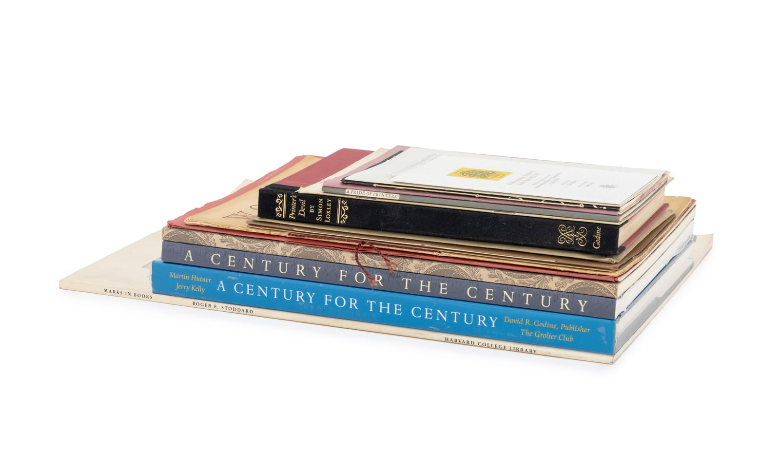 Books, Typography, and Print History, 16: Collection of 16 Books on Book, Typography, and Print History, comprising: "Printer's Devil: The Life and Works of Frederic Warde", Loxley, Simon, "The Merrymount Press", Hutner, Martin, two editions