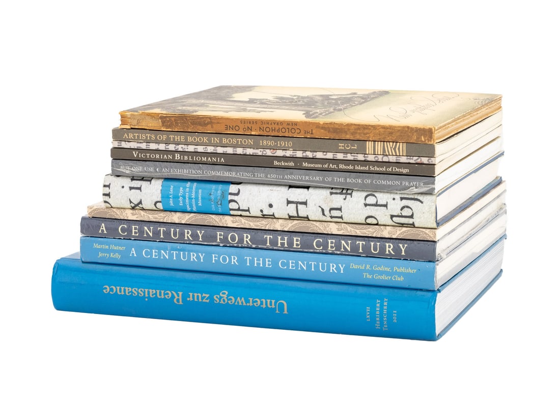 Book, Typography, and Print History Books, 10: Collection of Ten Books on Book, Typography, and Print History, comprising: "Unterwegs zur Renaissance", "Victorian Bibliomania: The Illuminated Book in 19th Century Britain", Beckwith, Alice H. R. H.