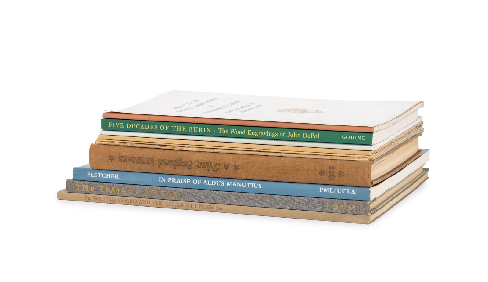 Books and Pamphlets on Printing and Typography, 11: Collection of 11 Books and Pamphlets on Printing and Typography, comprising: "Types. A Specimen Showing of Three Type Faces: Village No. 2, Goudy Bible and Goudy Thirty designed by Frederic W. Goudy",