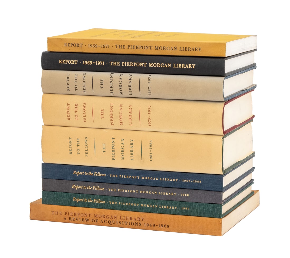 Pierpont Morgan Library "Report to the Fellows", 9: Collection of Nine Pierpont Morgan Library "Report to the Fellows", comprising: "Twentieth Report to the Fellows 1981-1983", ed.: Ryskamp, Charles, "Eighteenth Report to the Fellows 1975-1977", ed.: