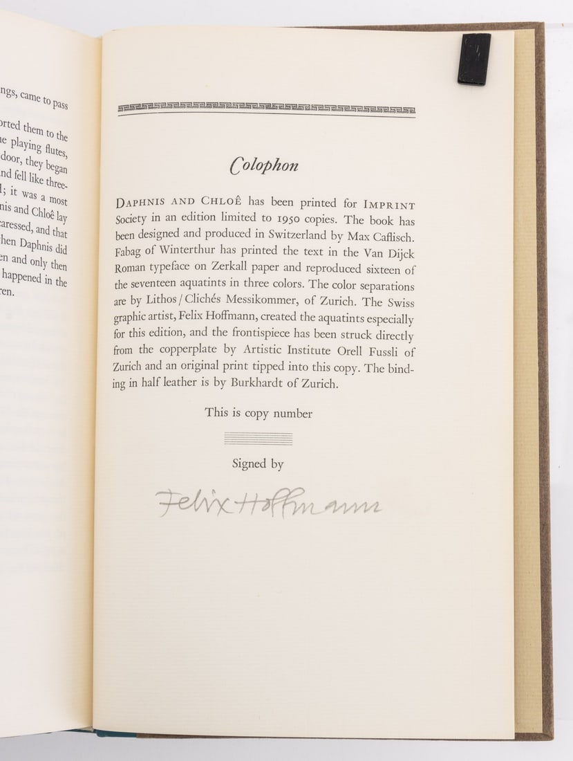 Felix Hoffman Signed "Daphnis and Chloe", 1972 - 10