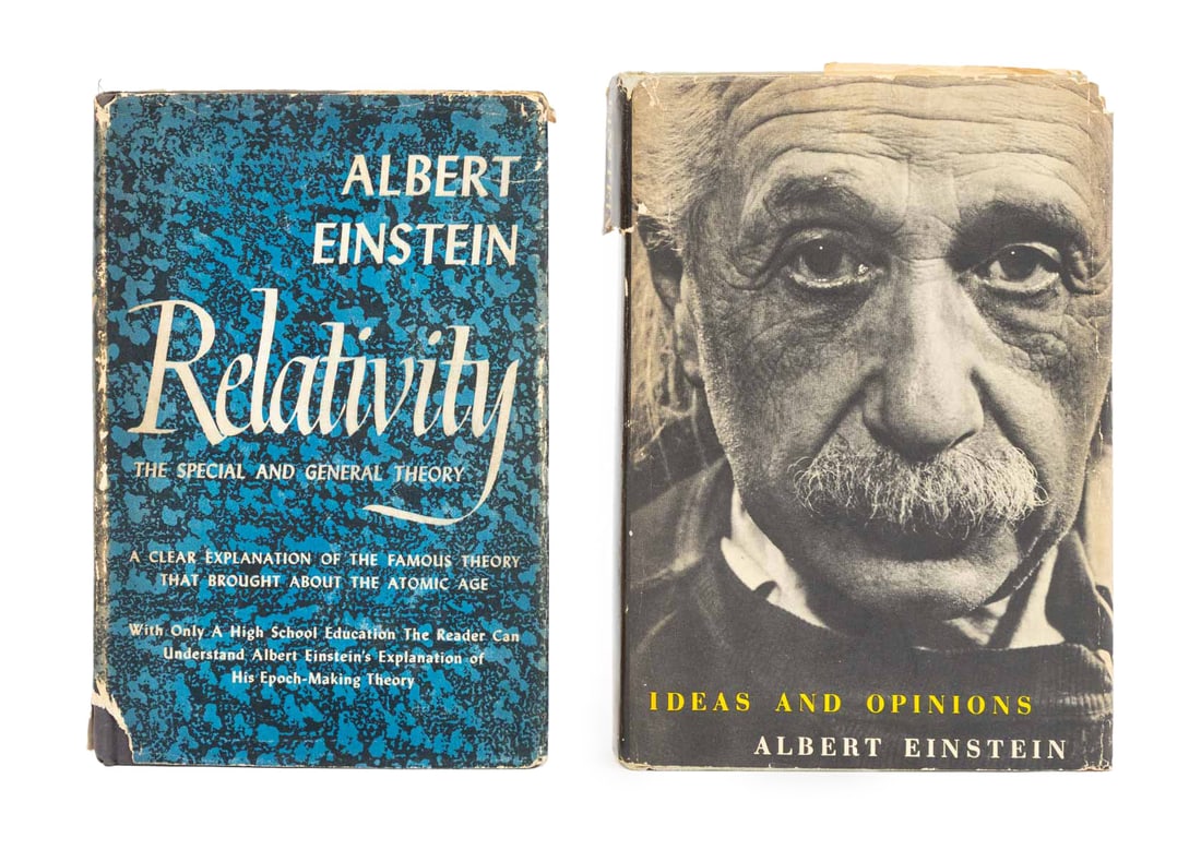 Albert Einstein Books, 2: Einstein, Albert, trans.: Lawson, Robert W. "Relativity: the Special and General Theory", New York: Hartsdale House, 1946; and Einstein, Albert, trans.: Bargmann, Sonja, "Ideas and Opinions", New