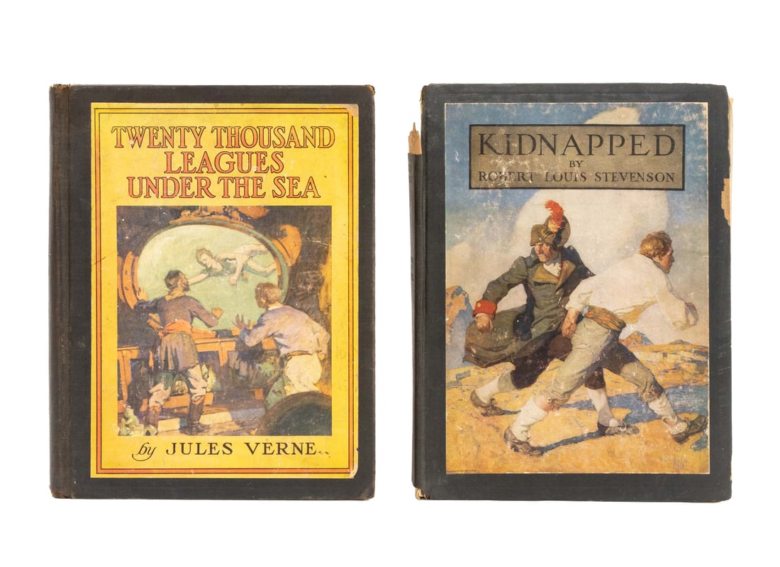 Illustrated Books, 2: Verne, Jules, "Twenty Thousand Leagues Under the Sea", New York: Charles Scribner's Sons, 1937; and Stevenson, Robert Louis, "Kidnapped", New York: Charles Scribner's Sons, 1922. Larger: 9.5" L x 7.25