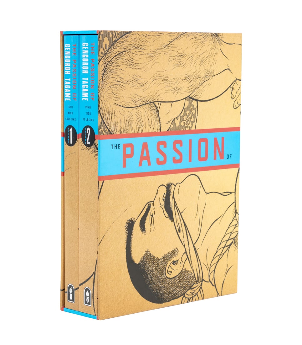"The Passion Of Gengoroh Tagame", Vols. 1 and 2: Tagame, Gengorah, trans.: van Gerven Oei, Vincent W.J., "The Passion Of Gengoroh Tagame", Seattle: Fantagraphics Books, 2022, 2 volumes in slipcase. 10.25" L x 7.25" W x 2.25" D. Provenance: From a Ne