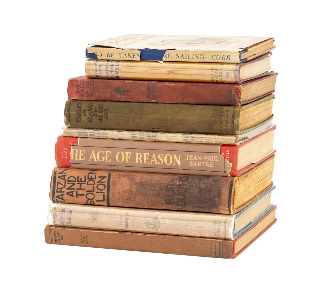 Fiction and Literature Books, 9: Collection of 9 Fiction and Literature Books, comprising: "My Lady of the Chimney Corner & The Souls of the Poor Folk", Irvine, Alexander, "A Christmas Carol", Dickens, Charles, illus.: Leech, John, "