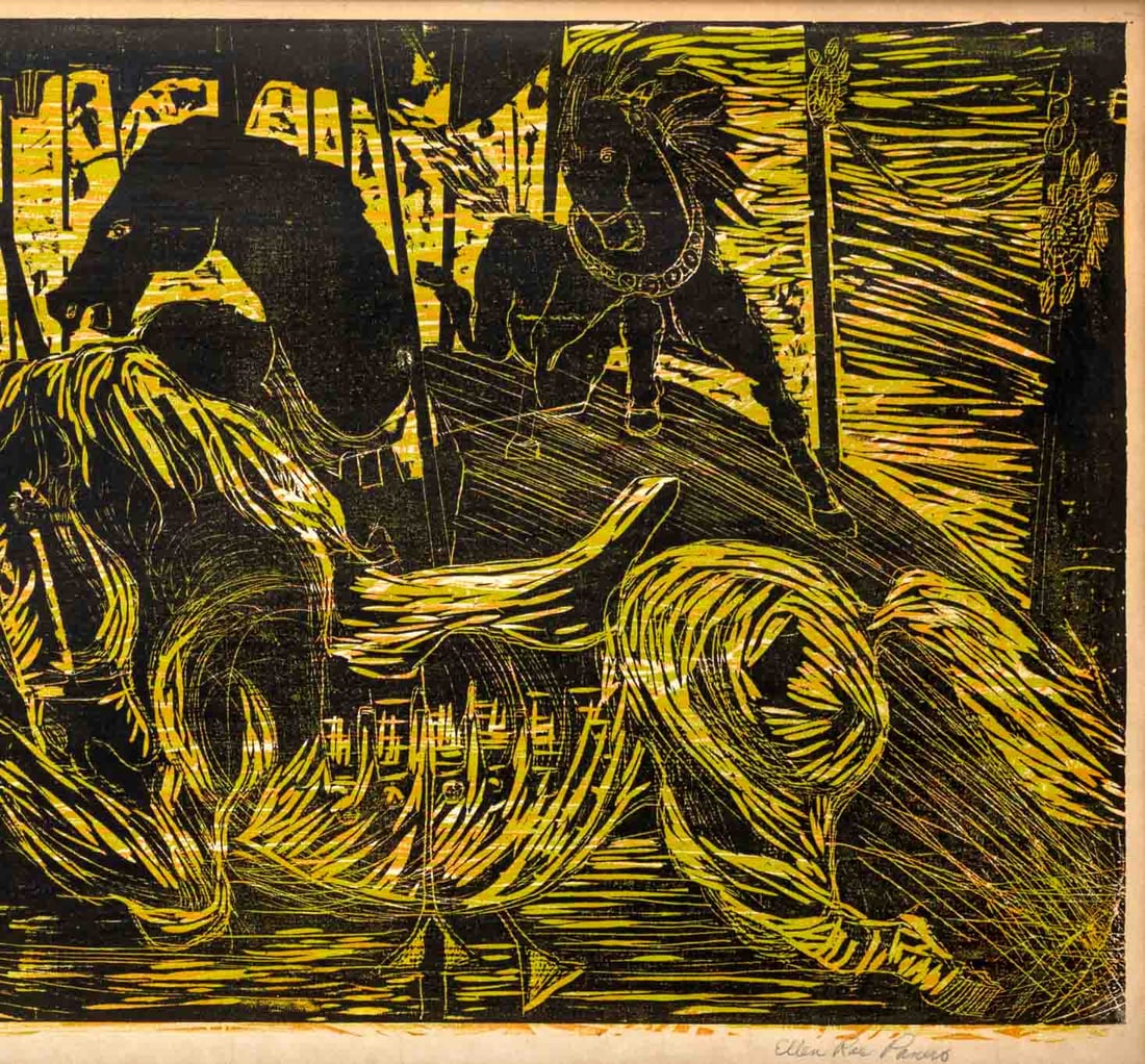 Ellen Rae Panero "Merry Go-Round" Woodcut - 4