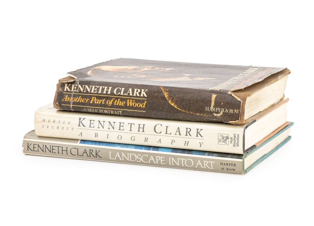 Kenneth Clark Books, 3: Collection of Three Books on Kenneth Clark, comprising: "Kenneth Clark: A Biography", Secrest, Meryle, "Another Part of the Wood", Clark, Kenneth, "Landscape Into Art", Clark, Kenneth. Largest: 10" L