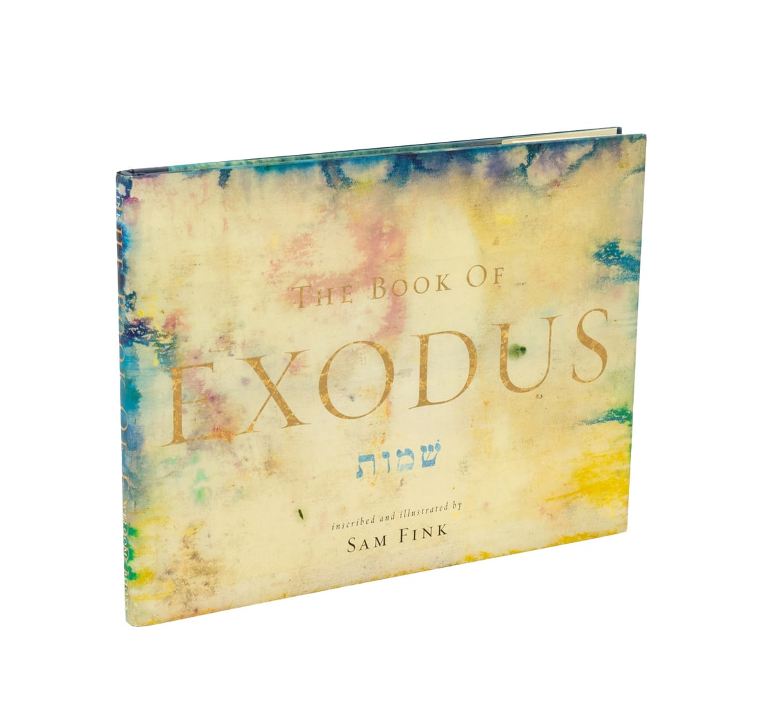 Sam Fink Signed "The Book of Exodus", 2007: illus.: Fink, Sam, "The Book of Exodus", New York and San Francisco: Welcome Books, 2007, signed on title page by Sam Fink. 13.25" L x 17.5" W x 1" D. Provenance: From a New York City Collection. Keyw